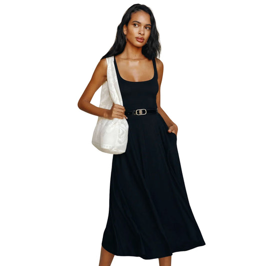 Everyday Black Midi Dress