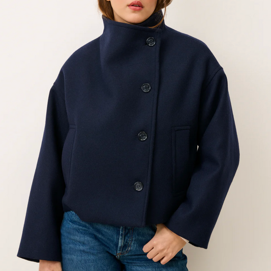 Navy Cropped Coat