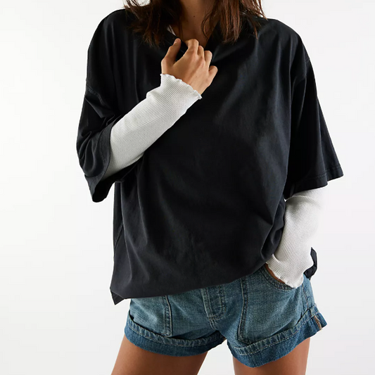 Washed Black Casual T-shirt