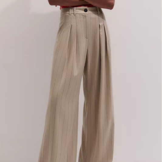 Wide-Leg Beige Trousers