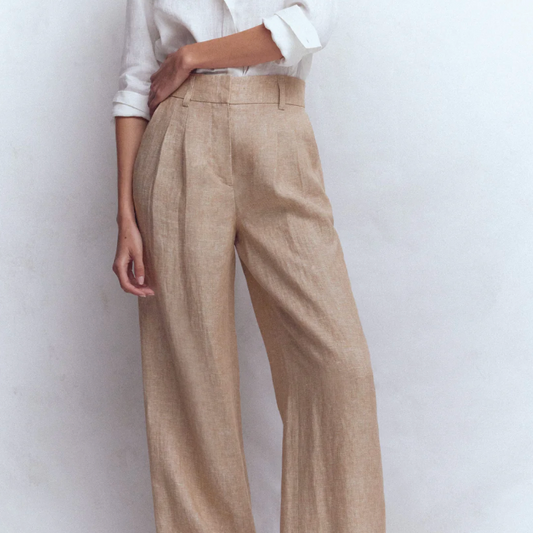 Linen Wide-Leg Trousers