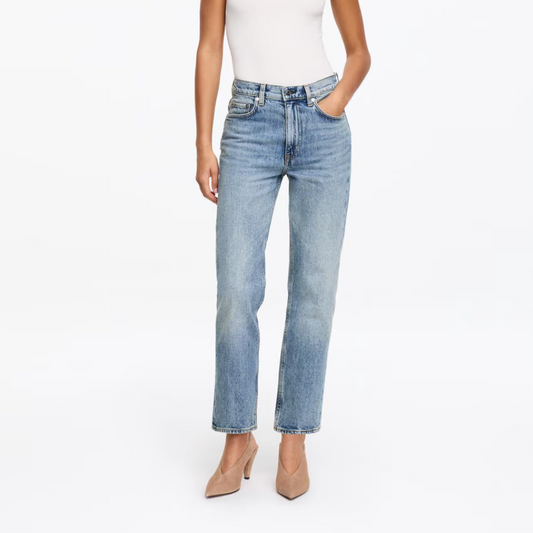 Straight-leg denim jeans