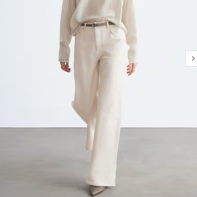 Wide-Leg Ecru Jeans