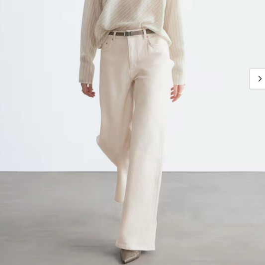 Wide-Leg Ecru Jeans