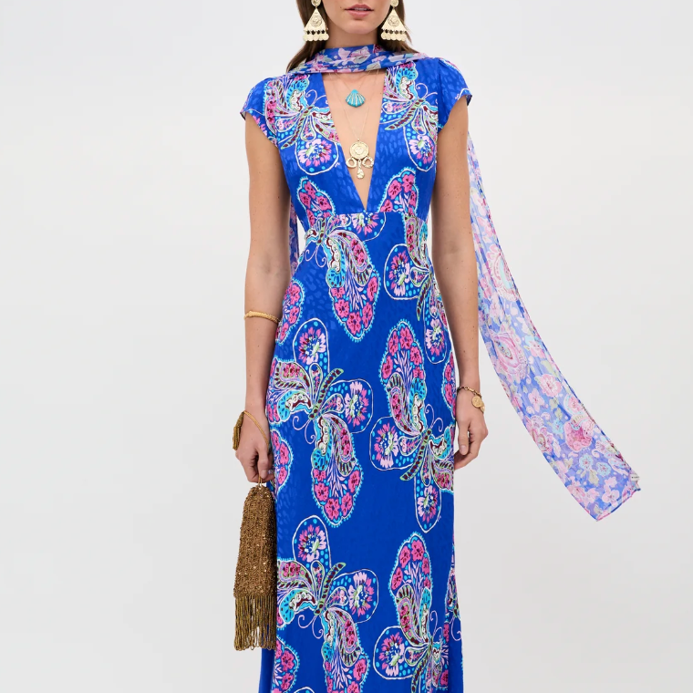 Blue Printed Spring Dress