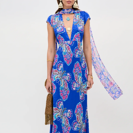 Blue Printed Spring Dress