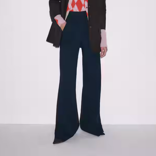 Wide-Leg Classic Navy Trousers