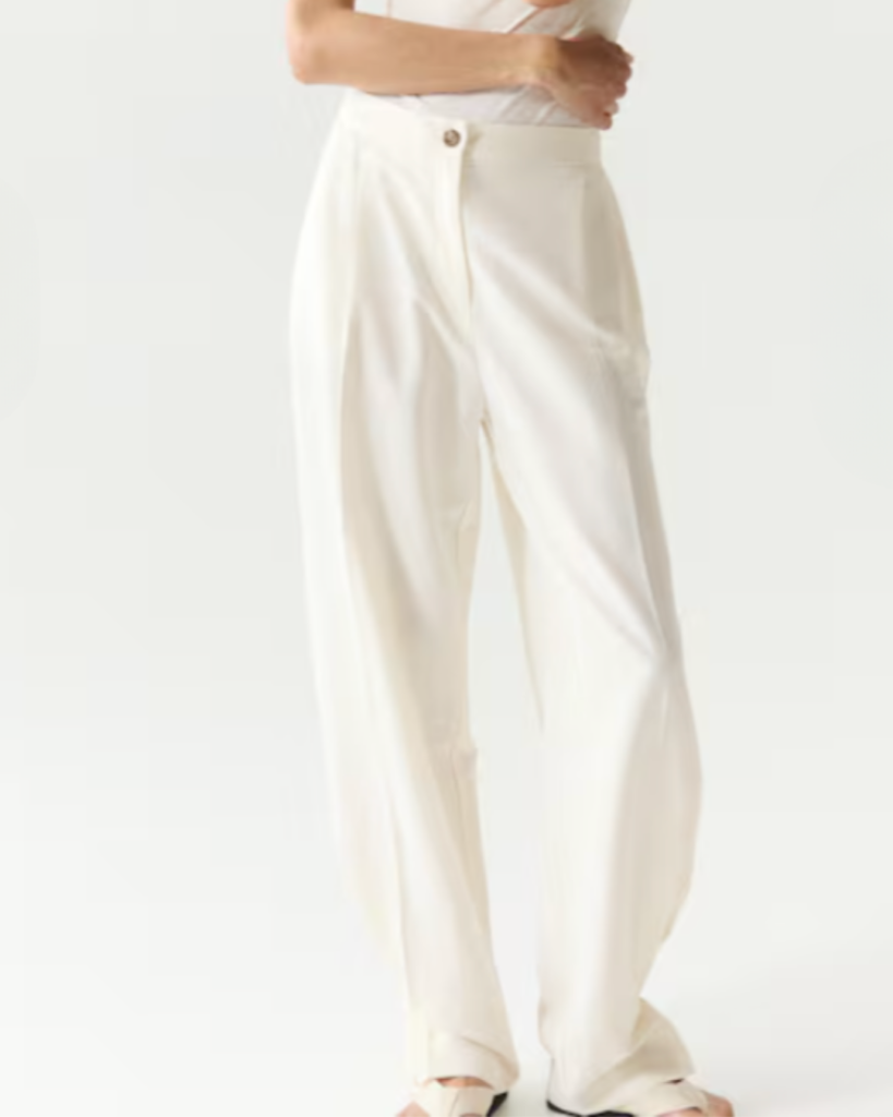 Tapered Linen Blend Trousers