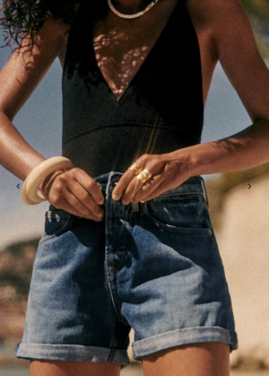 Rolled Hem Denim Shorts