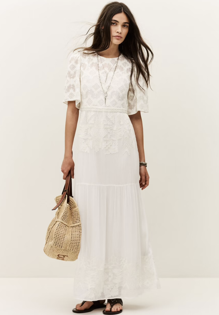 Lace and Embroidery White Dress