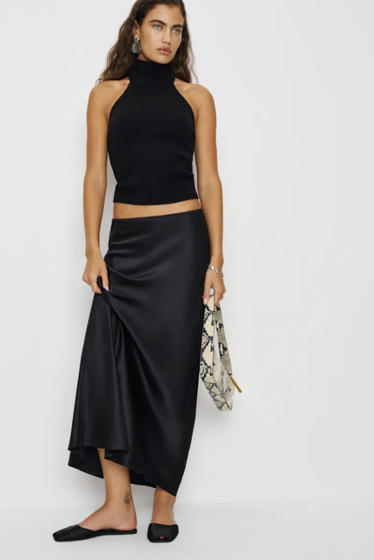Black Silk Maxi Skirt