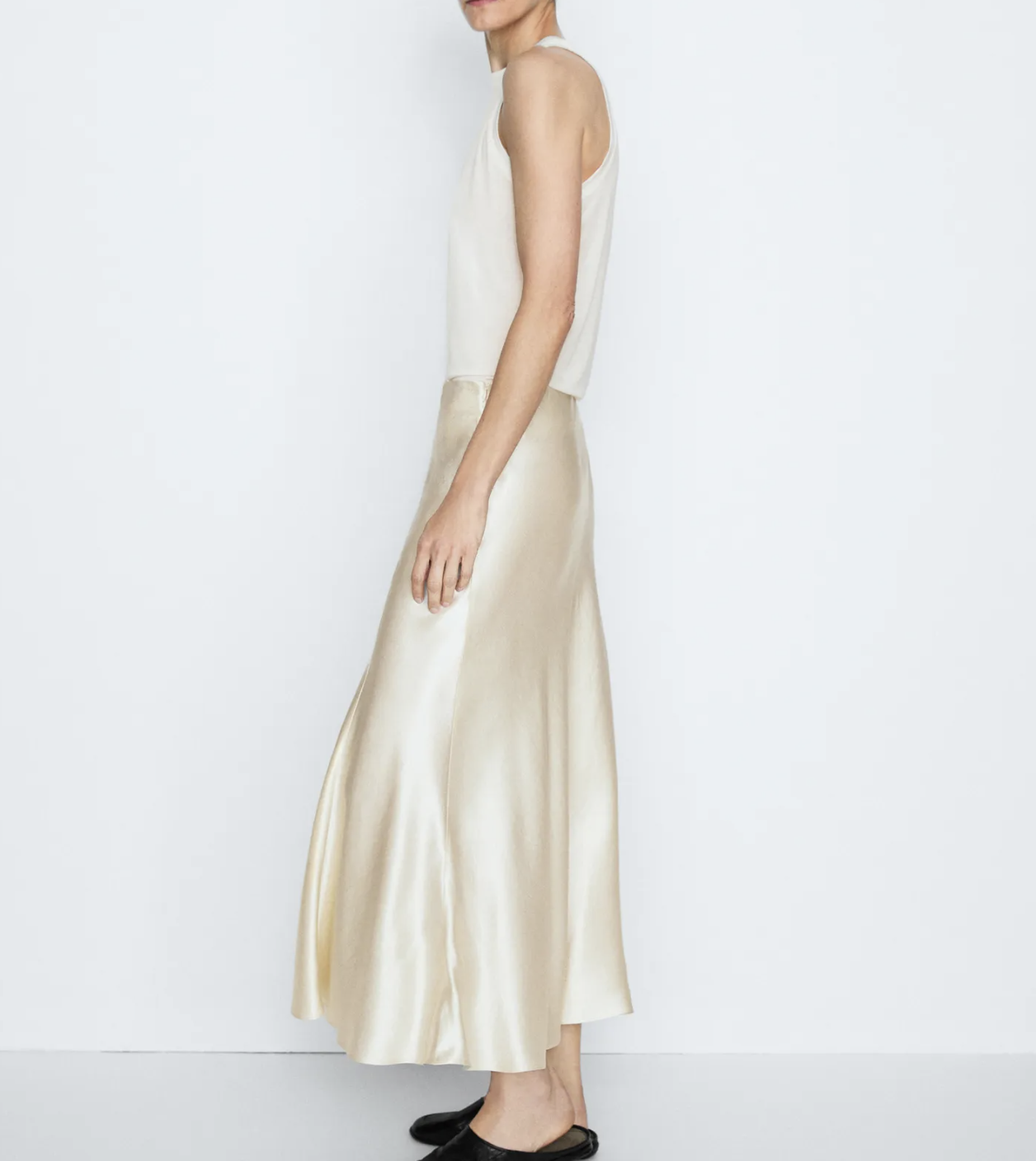 Ecru Satin Skirt