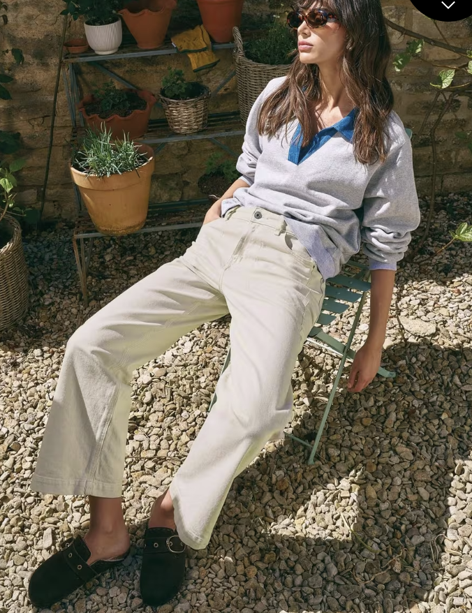 Ecru cropped Jeans