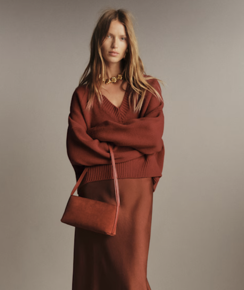 Rust V-Neck Jumper