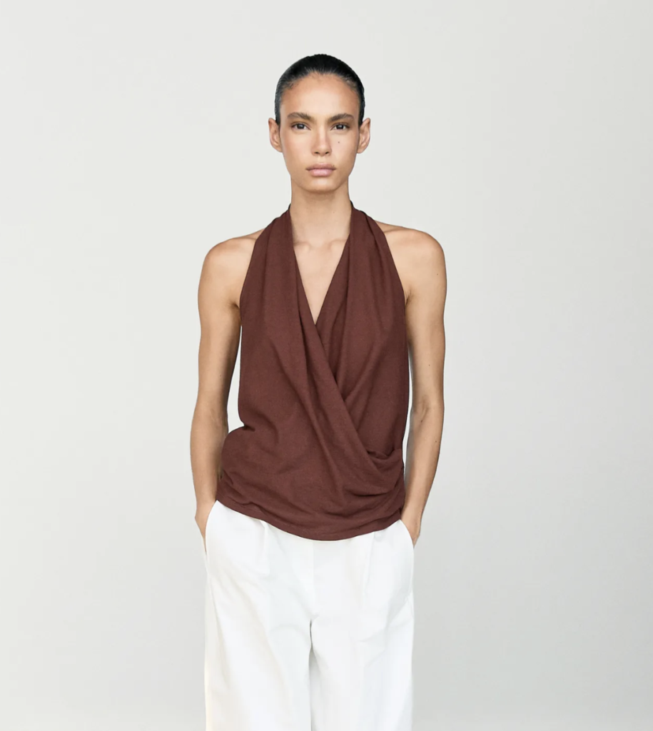 Draped Chocolate Jersey Top