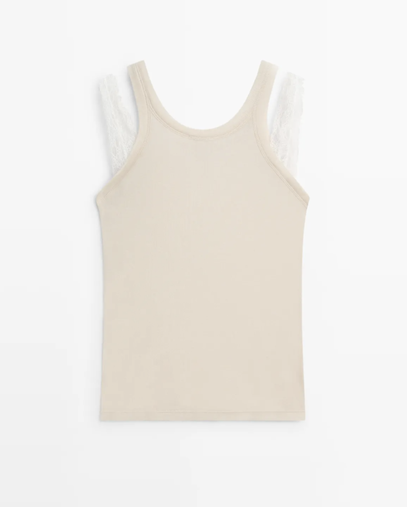 Lace-Trimmed Oyster Vest Top