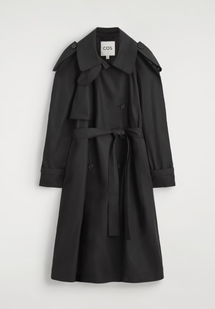 New In Mock-Neck Oversized Trench Coat in Black