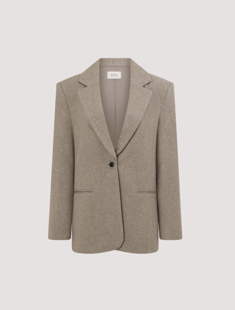 Oatmeal Wool-Blend Blazer