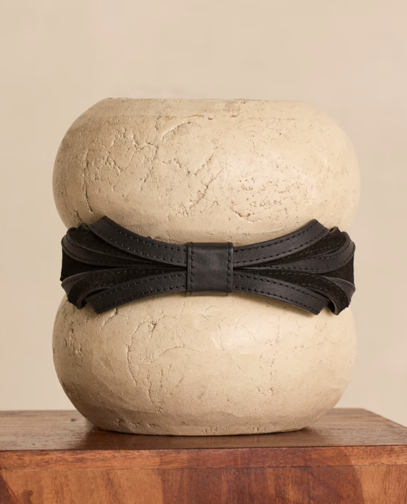 Black Leather Bow Belt