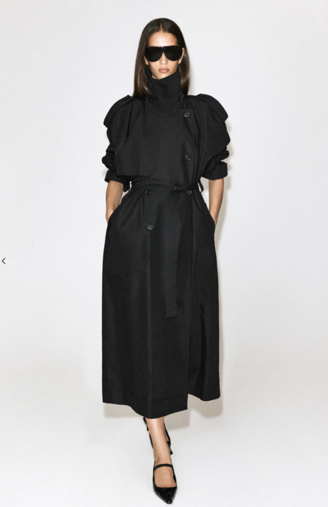 Black Mock Neck Trench Coat