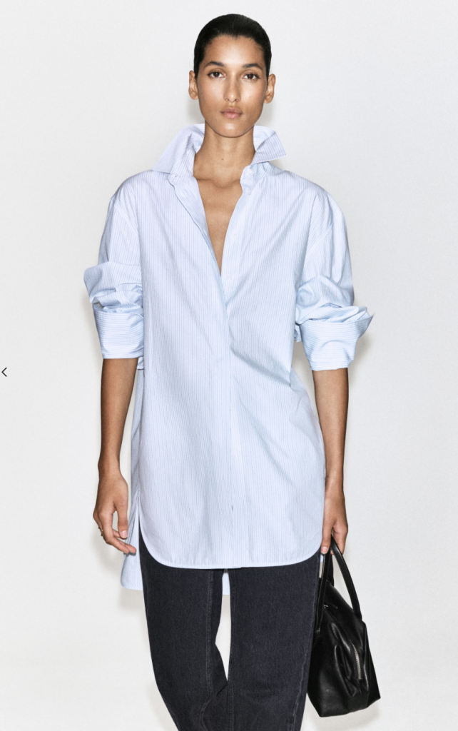 Longline Striped Cotton Shirt