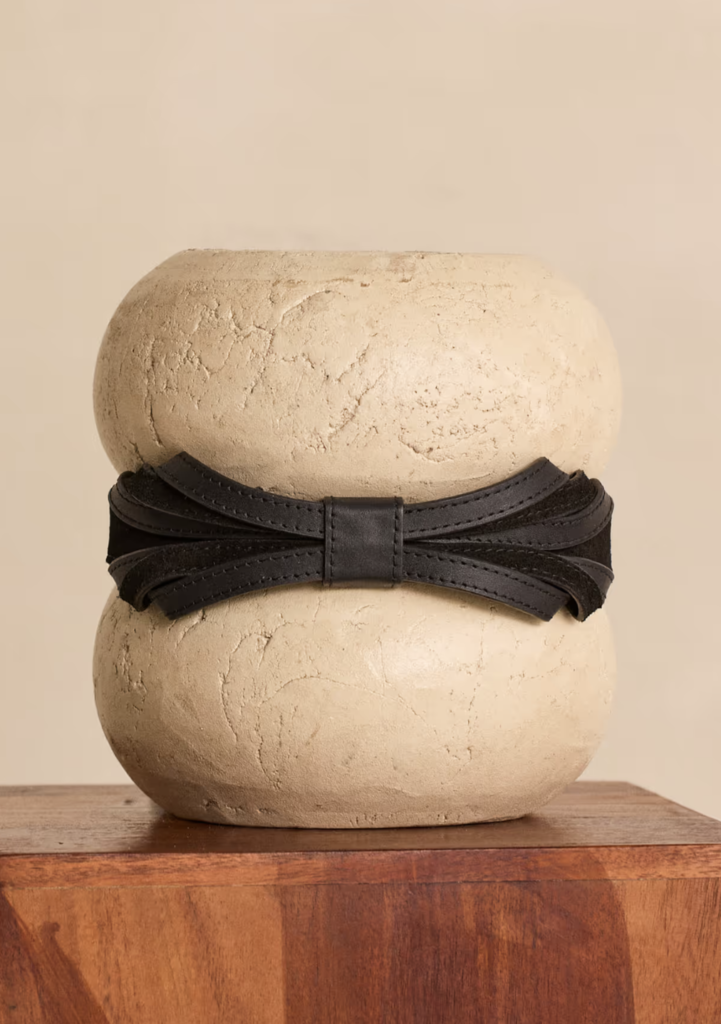 Black Bow Leather and Suede Belt