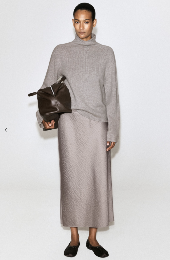 Taupe Satin Skirt