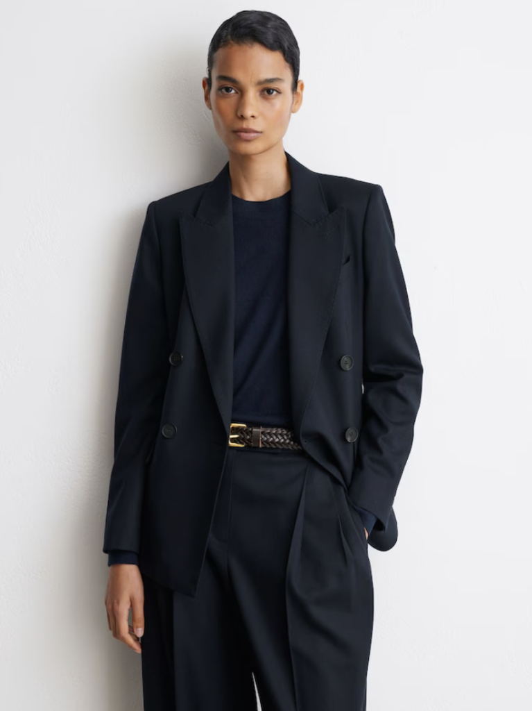 Wool Blend Double Breasted Blazer