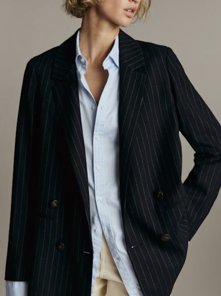 Pinstripe Navy Blazer