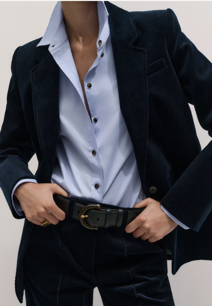 Sharp Shoulder Cord Blazer