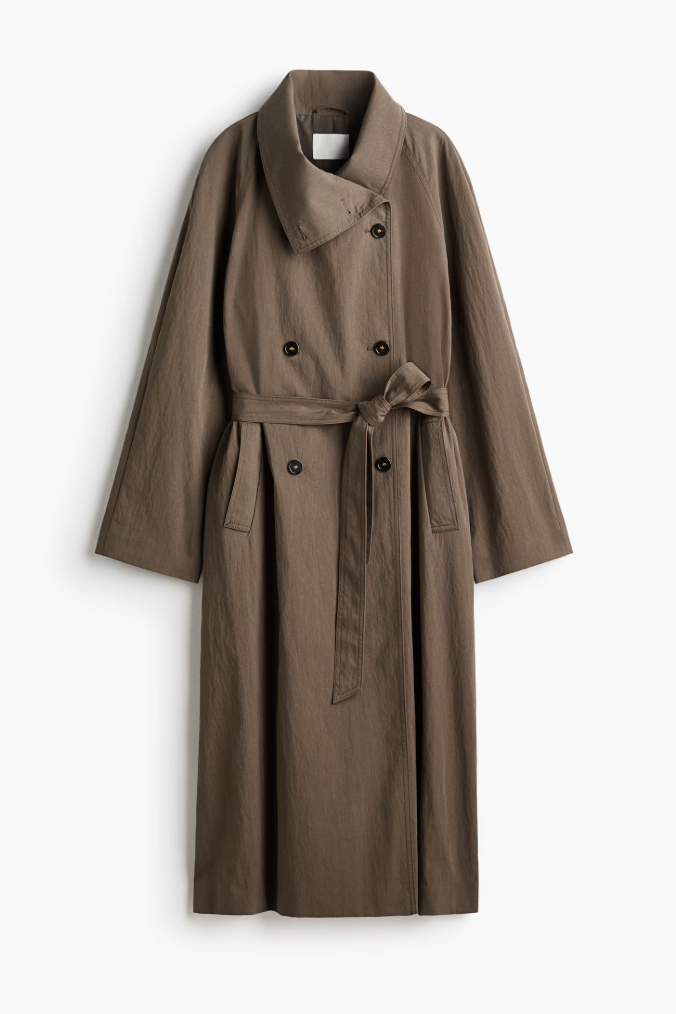 Khaki Oversized Chic For Less Trench Coat