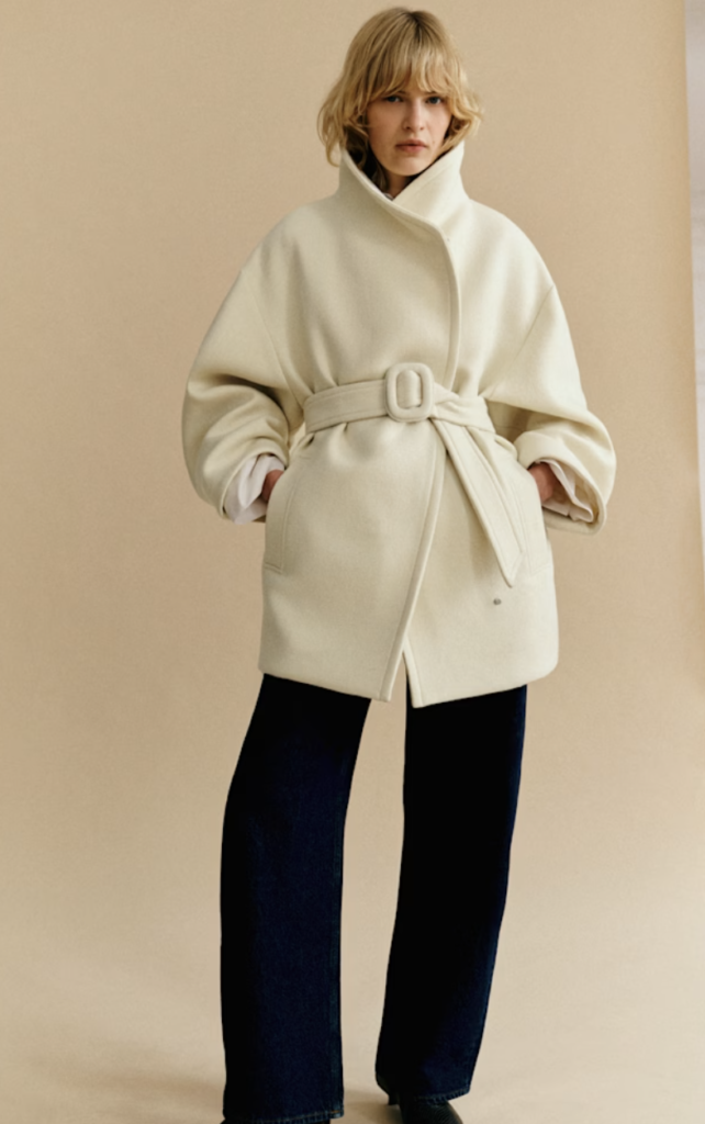 Belted Hourglass Winter White Coat