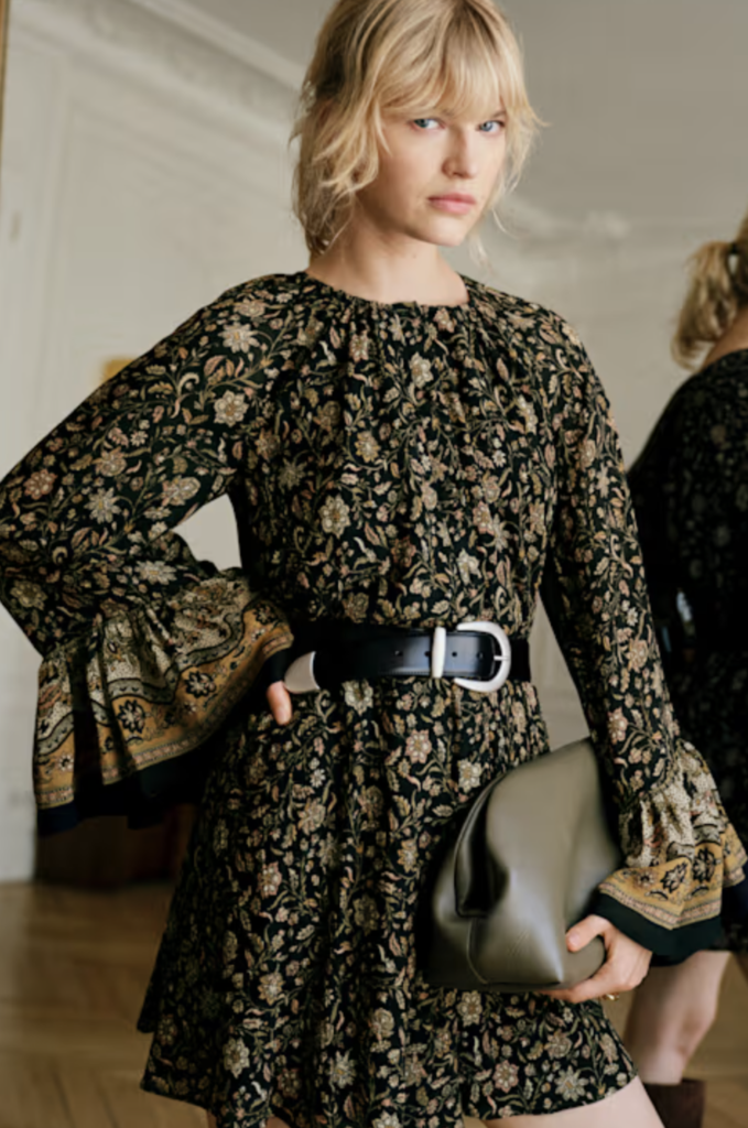 Bohemian Frilled Printed Mini Dress