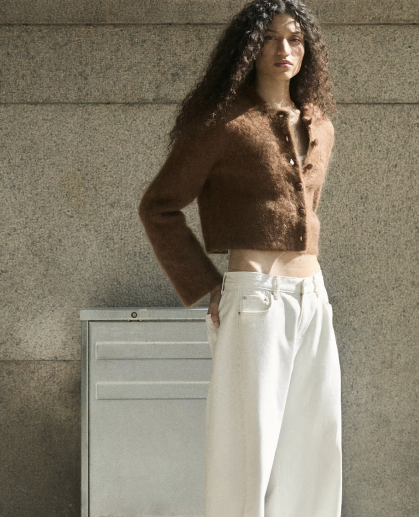Mohair Brown Textured Cardigan