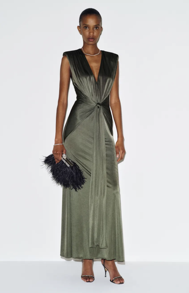 Elegant Khaki Silky Dress