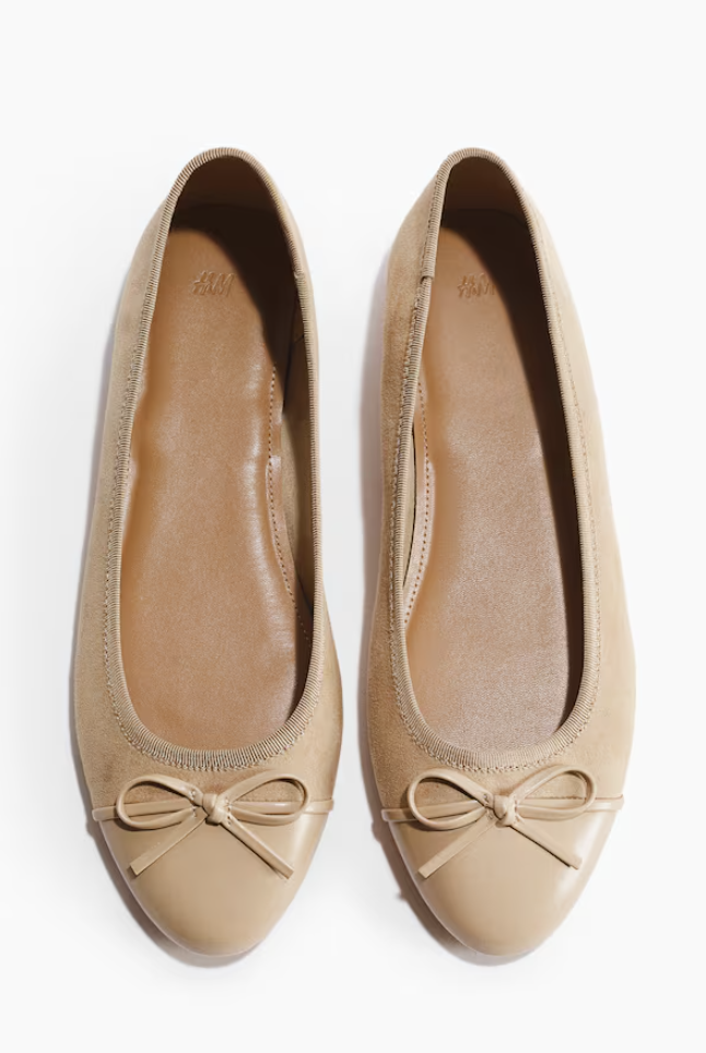 Beige Suede Ballet Flats