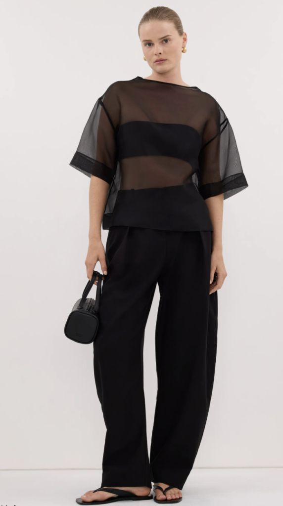 Tailored Black Barrel Leg Trousers