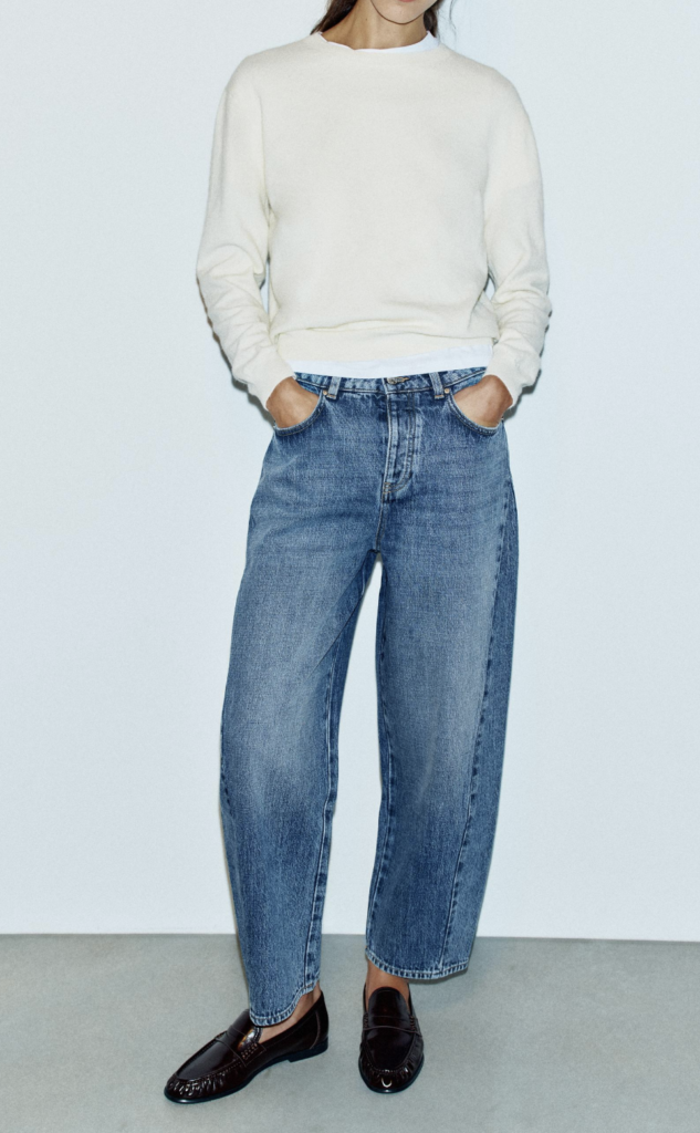High-Waist Barrel Leg Seam Jeans