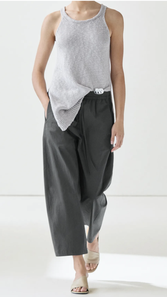 Grey Cropped Barrel Leg Pants
