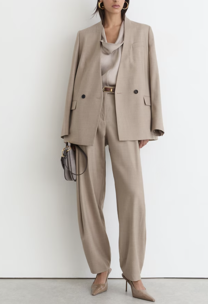 Barrel Leg Suit Trousers