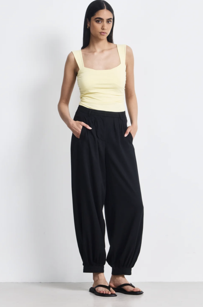 Black Barrel Leg Trousers