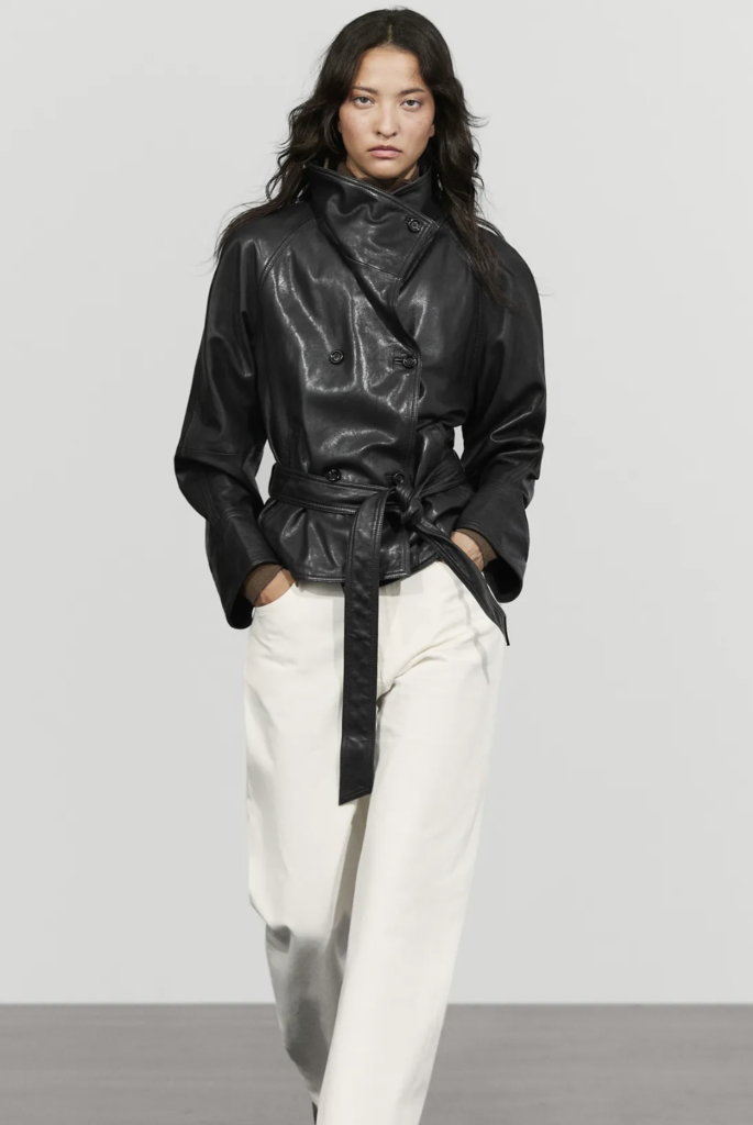 Belt Tie Leather Jacket