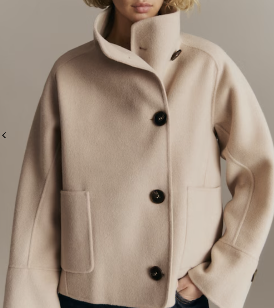 Funnel Neck Wool Coat