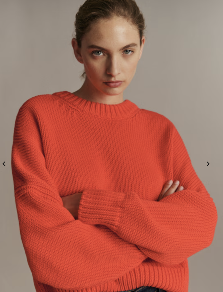 100% Cotton Knit Jumper In Poppy Red