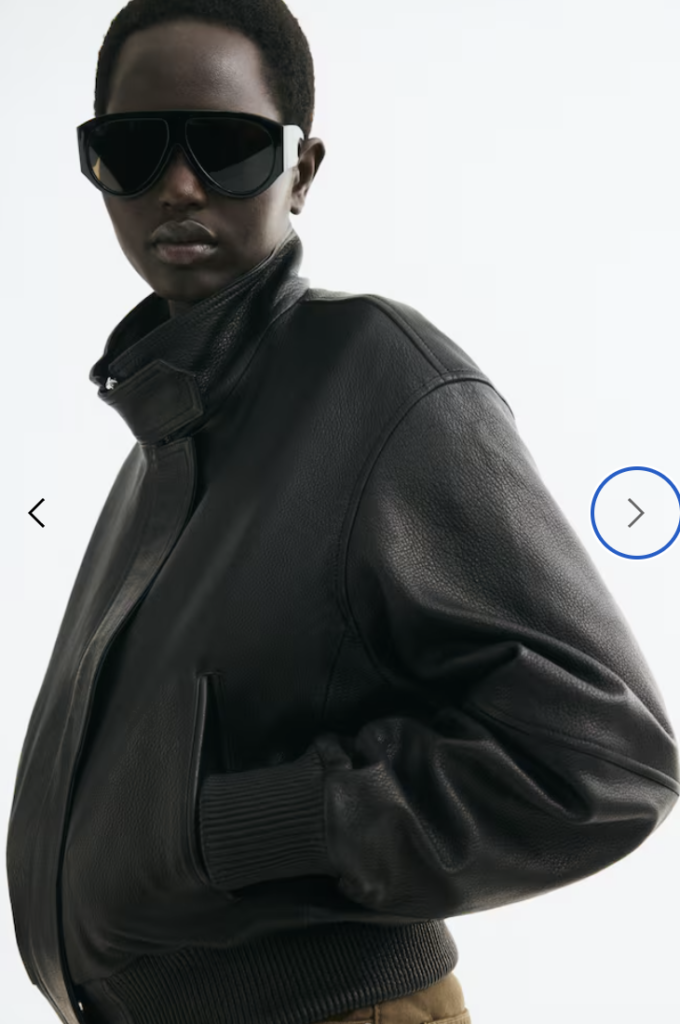 Funnel Neck Leather Jacket
