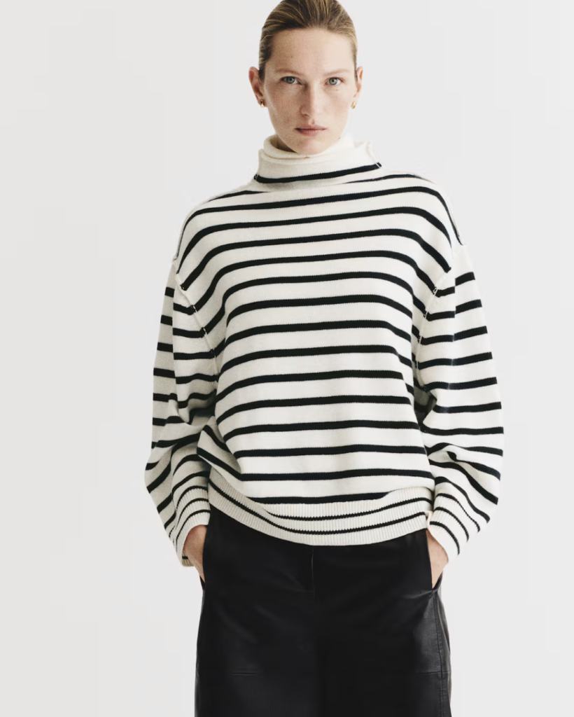 Striped Mock Neck Jumper