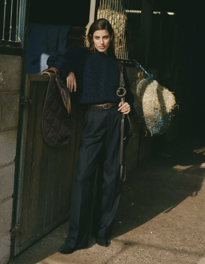 Tailored Wool Navy Trousers