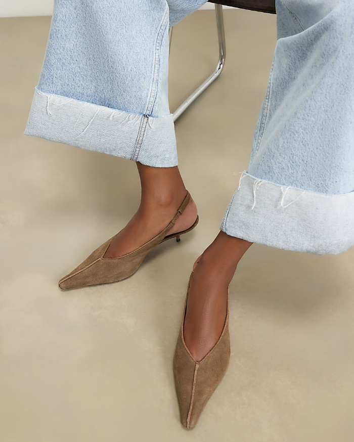 Suede Slingback Kitten Heels