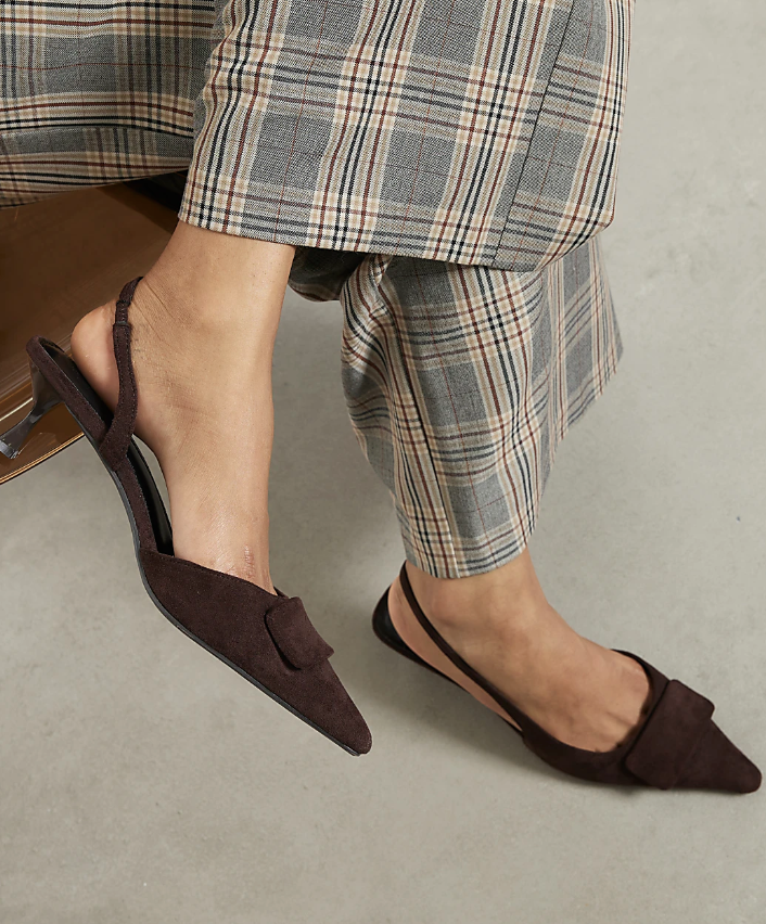 Faux Suede Kitten Heel Shoes