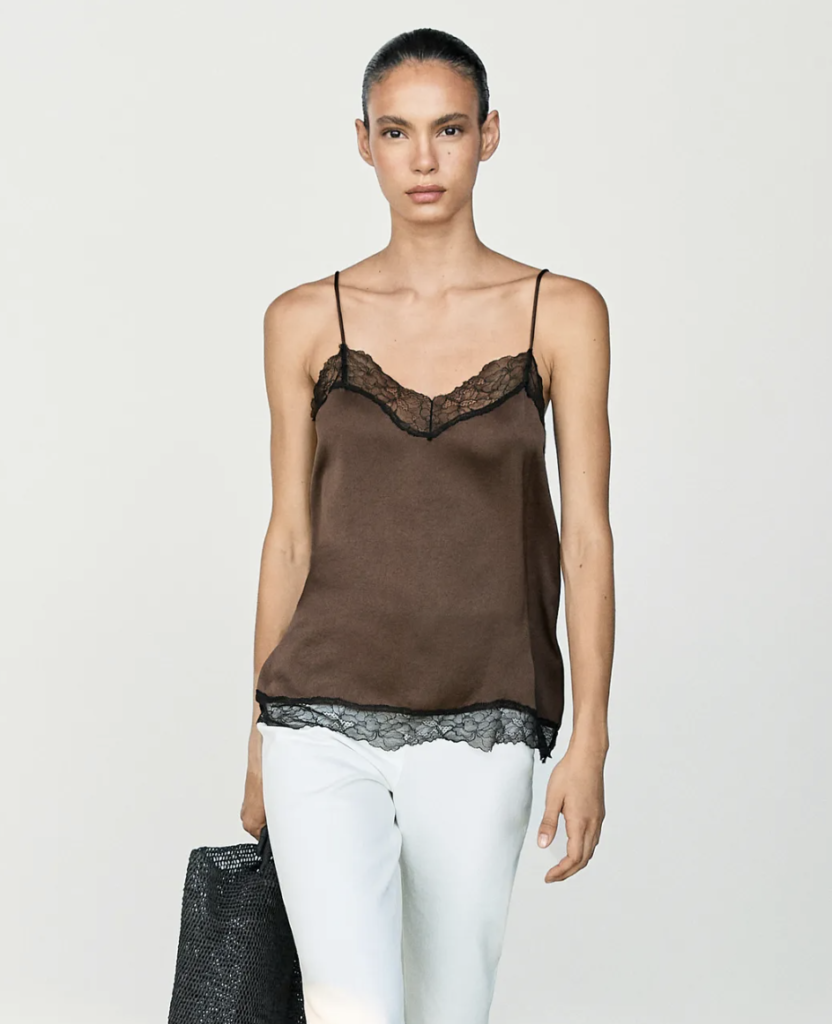 Chocolate and Black Lace Camisole